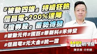 『被動四雄』持續狂熱 信昌電+200%達陣；『證券股』蓄勢待發#被動元件#國巨#華新科#禾伸堂#信昌電#元大金#統一證｜小武哥投資事務所｜陳武傑 (圖)