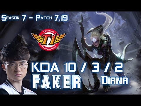 SKT T1 Faker DIANA vs YASUO Mid - Patch 7.19 KR Ranked