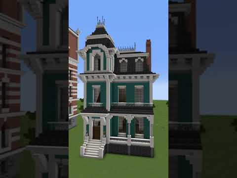 "Blue" Victorian House | Minecraft Time Lapse #short