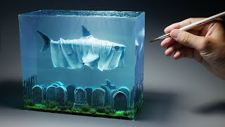 How to make a Ghost Shark in a Cemetery Diorama