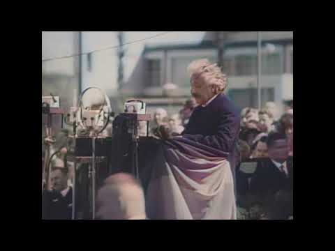 Albert Einstein 1930 Radio Exhibition Speech (German w/ English subs) [HD, Colorized]