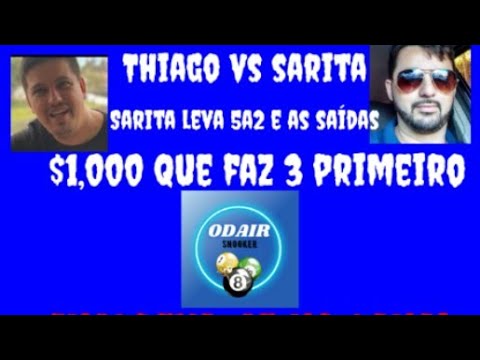 Tiago vs sarita " sarita leva 5 a 2 e as saídas $1000 quem faz 3