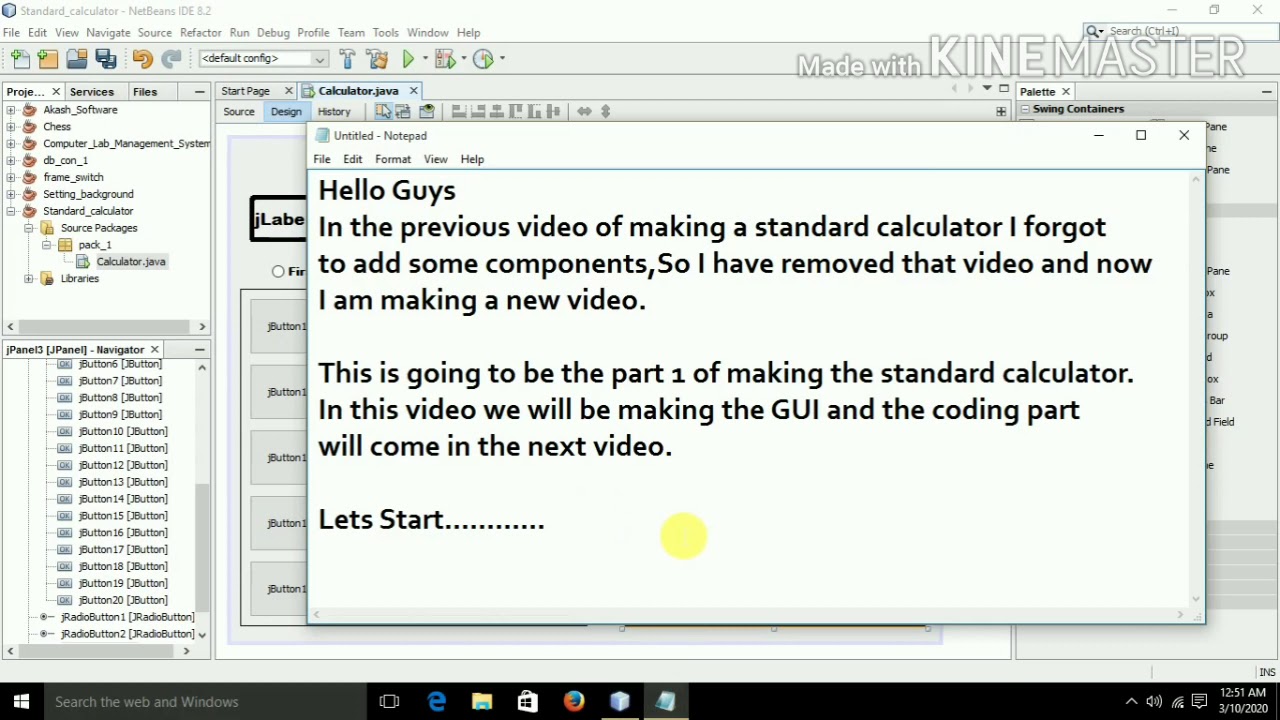 Standard calculator using java netbeans part-1.