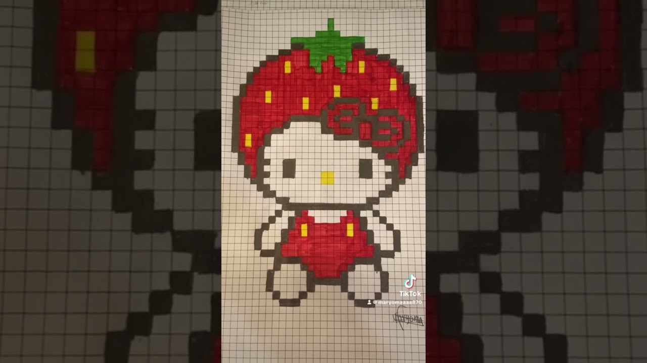 Strawberry hello kitty ❤️ #pixelart #hellokitty # art # drawing