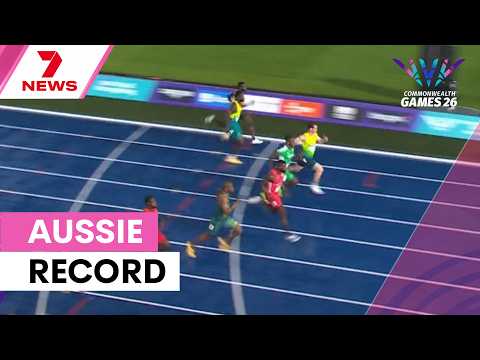 Lachie Kennedy runs 9.85 in the Commonwealth Games 100m Final to win silver! | 7NEWS