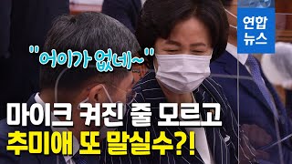 마이크 켜진 줄 모르고…추미애 "저 사람 검사 안하길 잘했네" / 연합뉴스 (Yonhapnews)