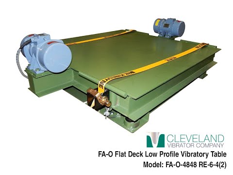 Flat Deck Low Profile Vibratory Table to Settle Dry Ceramic Powders - Cleveland Vibrator Co.