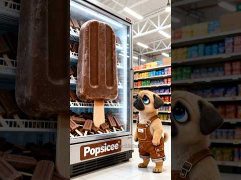 This Pug has a sweet plan! 🤫 He buys ONE GIANT chocolate popsicle… and shares it with EVERYONE! 🐶🍫🍦
