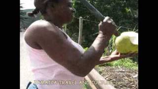 preview picture of video 'Chopping a coconut in Bog Walk, Jamaica'