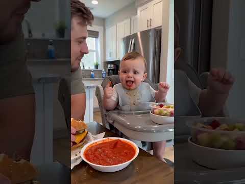 Baby’s first encounter with spicy salsa! 👶🔥#cutebaby​ #dadandbaby​ #firsttimetrying​ #funnymoments​