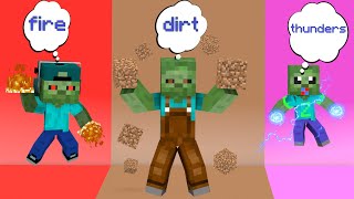 Monster School : Three Baby Zombie Brothers Have Super Powers - Minecraft Animation