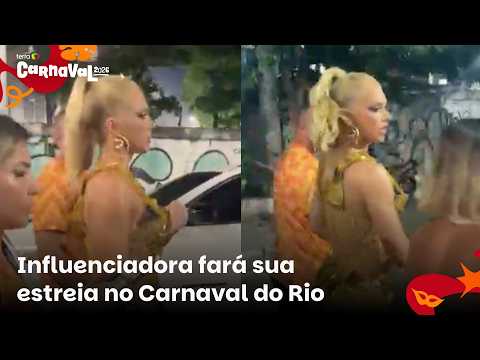 Virginia chega escoltada ao camarote durante desfile na Sapucaí