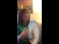 Beginner bodhran player. Song is Raggle  Taggle Gypsy by Hair of the Dog