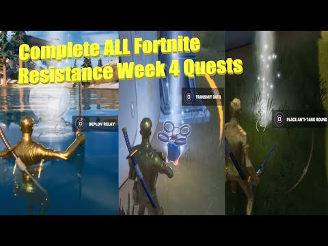 Fortnite Resistance ALL Week 4 Quests Transmit Data To The Drone, Place Anti-Tank Drones, Relays!!!!