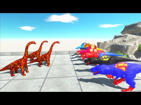SUPERHERO DINOSAURS SPEED RACING ATTACK LAVA BRACHIOSAURUS - Animal Revolt Battle Simulator