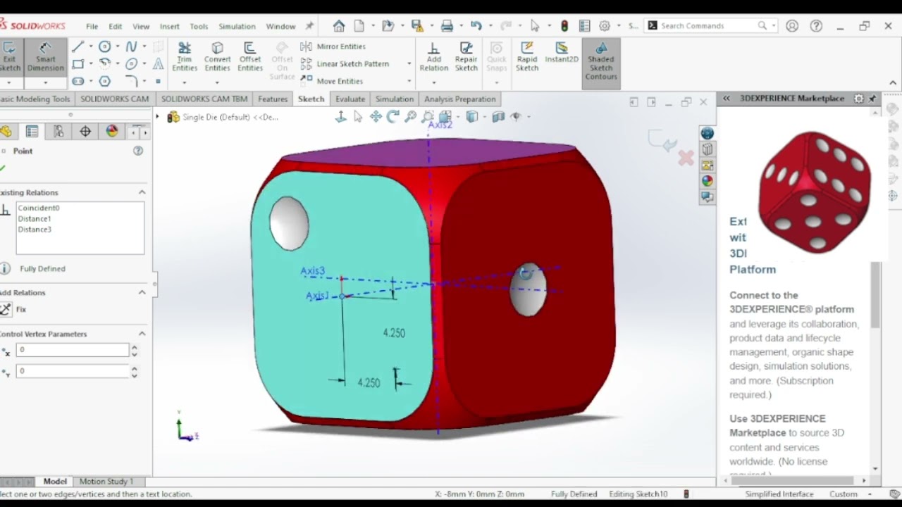 Solidworks Exercise 24 Axes and Multiple Patterns (Di)