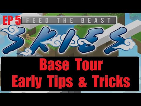 (English) Base Tour Early Tips Tricks  Ep 5  FTB Skies Minecraft 1.19.2 2023