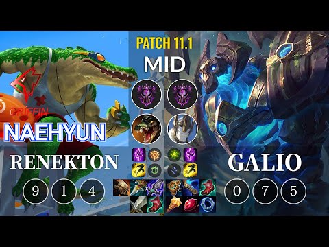 GRF Naehyun Renekton vs Galio Mid - KR Patch 11.1