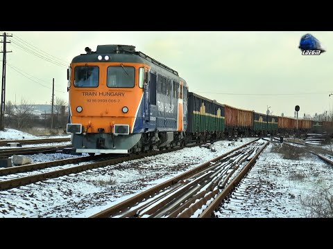 LDE2100 609 005 7 & MArfar UTZ Freight Train in Episcopia Bihor Station   12 February 2021