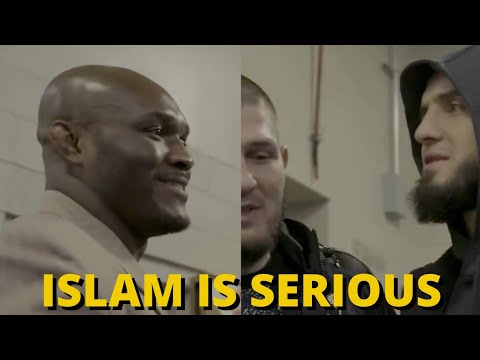 Islam Makhachev faces off with Kamaru Usman backstage at UFC 324