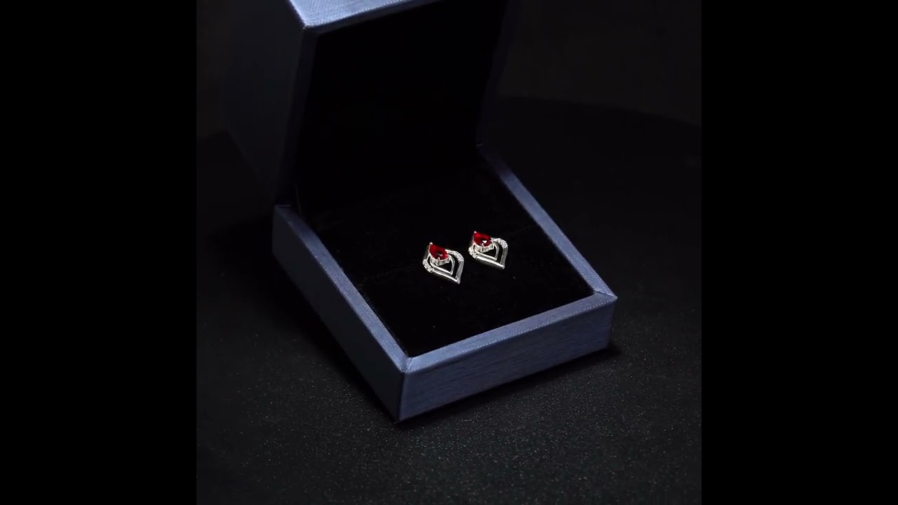 Khuyên tai bạc s925 ECJ03 hình thoi, đính đá xinh xắn cho nữ s925 ChariotJewelry