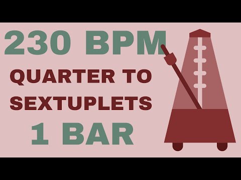 Metronome Click Track - 1 Bar Quarter to Sextuplet Notes 230 bpm - Smartronome