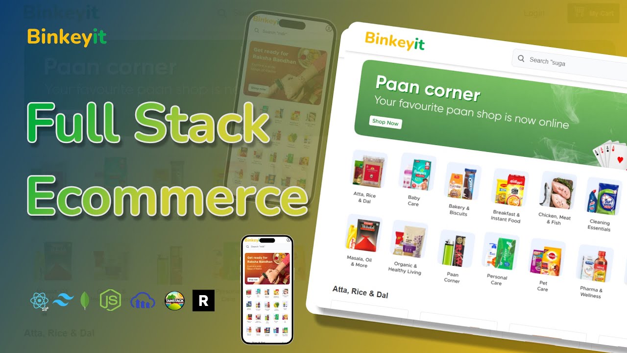 Full Stack Blinkit Clone MERN App with JWT Auth, Forgot Password, Search, React, Nodejs, MongoDB