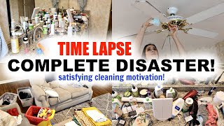 COMPLETE DISASTER CLEANING MOTIVATION! TIME LAPSE! ACTUAL MESSY HOUSE! SATISFYING CLEANING VIDEO!