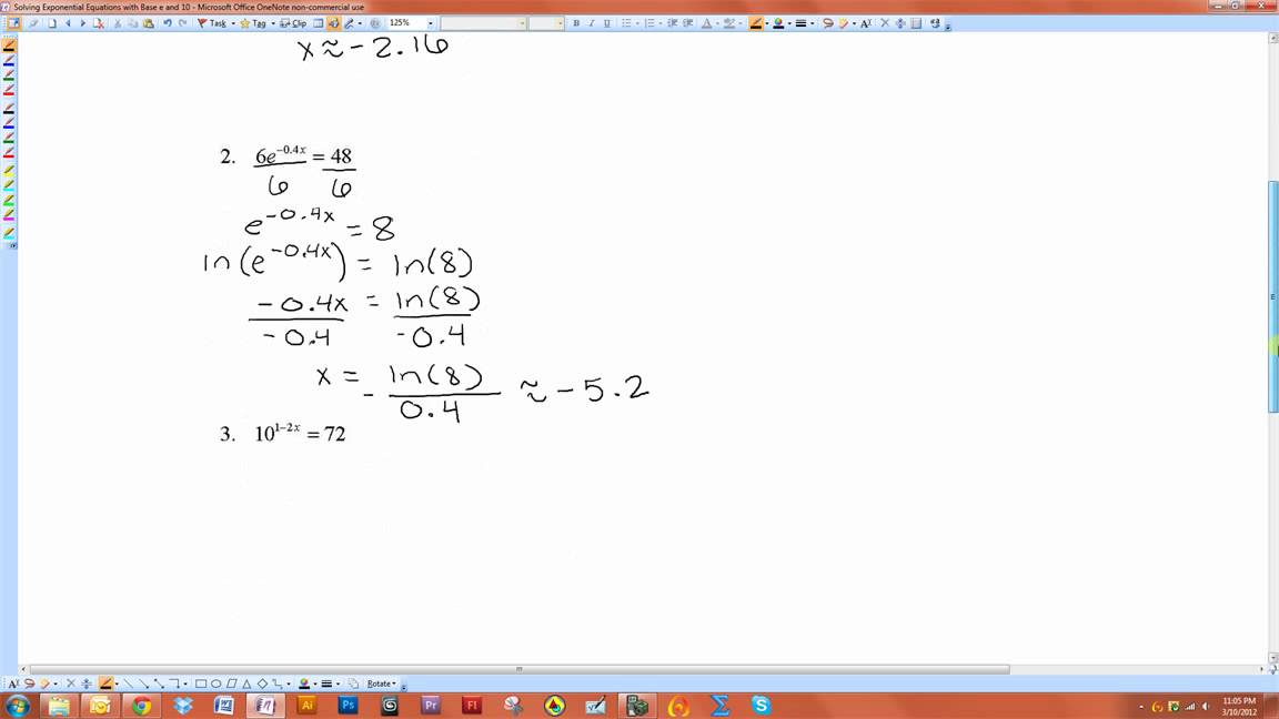Solving Exponential Equations with Base e and Base 10