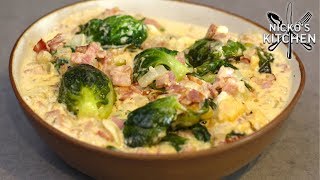 Cheesy Brussel Sprouts with Bacon | Keto & Low Carb