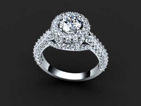 Cirque Triple row MicroPave set Diamond Engagement Ring in 18K gold