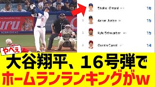 大谷翔平、１６号弾でホームランランキングがｗｗｗｗｗ