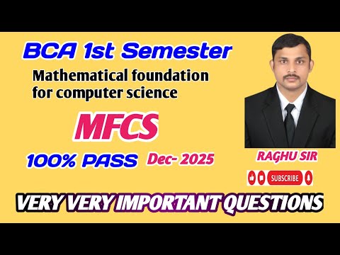 mfcs important questions 2025 | BCA 1st Semester | Mathematical foundation for computer science 