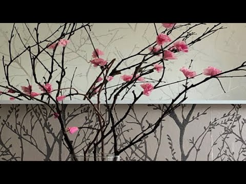 Cherry blossom with tissue paper and masking tape SC