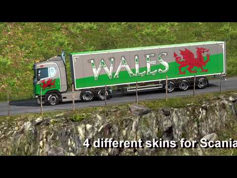 Euro Truck Simulator 2 Skin for Scania S + scs box trailers 1.36.x/1.37.x WALES