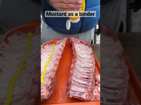 How to Prep Babyback Ribs for the Smoker. Peel membrane. Mustard as a binder. Add rub. #bbqribs