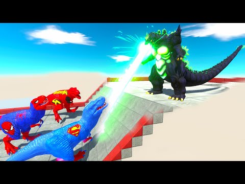 T-REX MARVEL vs GODZILLA  DEATH RUN - Animal Revolt Battle Simulator