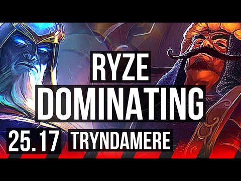 RYZE vs TRYNDAMERE (TOP) | Dominating, 43k DMG | KR Master | 25.17
