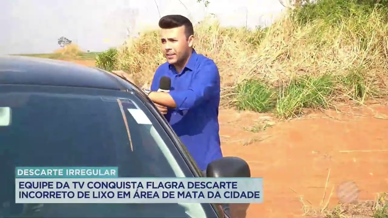 EQUIPE DA TV CONQUISTA FLAGRA IRREGULARIDADES NO DESCARTE DE LIXO EM UMA ÁREA DE MATA DA CIDADE