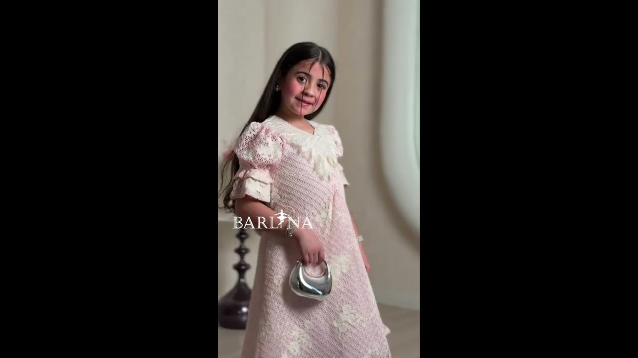 فستان بناتي أنيق بياقة مميزة مزخرفة - 6 سنوات - بيج