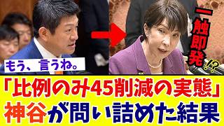 【国会激震】神谷宗幣「国民の参加意欲を高める制度設計を！」巨大与党の“比例45削減”に隠された“独裁リスク”を徹底追及【参政党】