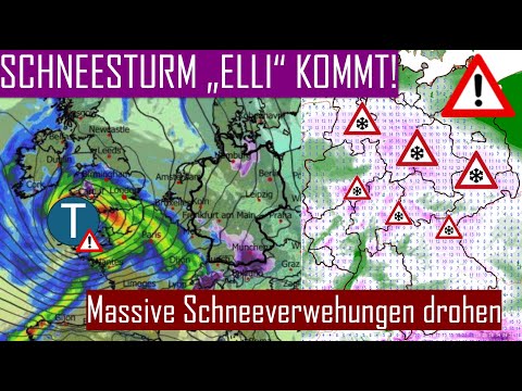 UNWETTERTIEF "ELLI" am FREITAG⚠️ - SCHNEE, STURM, GLÄTTE und VERWEHUNGEN🌨️ - MILDERUNG ab MONTAG🌡️