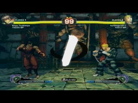 Super Street Fighter 4 Kiryu Tsukimya (Guy) vs Kuruligeloll (Cody)