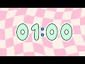1 Minute Timer Pink Checkered Countdown Soft Bell 4K