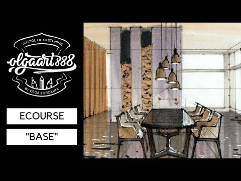 🤓ECOURSE "BASE": Master Interior Design Drawing from Scratch. Interior Sketching for beginners
