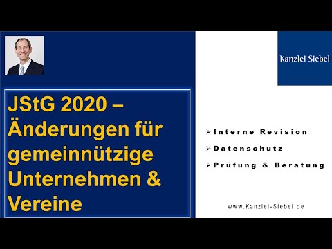 Jahressteuergesetz (JStG) 2020  -  Wichtige Änderungen für gemeinnützige Vereine und Unternehmen