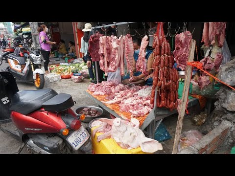 Morning Daily Life Style at Phsa Samaki Tuol Kouk - Morning Market Scenes @Samaki Market