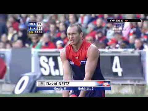 Melbourne captain David Neitz kicks 8 goals on the day he broke Robbie Flower's MFC games record