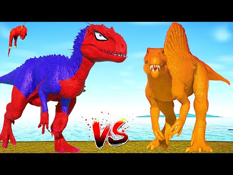 Color Yellow Team Spinosaurus Vs Spiderman,Tyrannosaurus Rex,JOKER In - Jurassic World Evolution 2