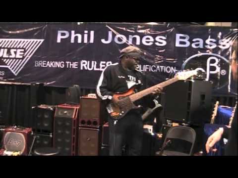 Bass Musician Magazine NAMM 2013 - Larry Kimple at the Phil Jones Bass Booth